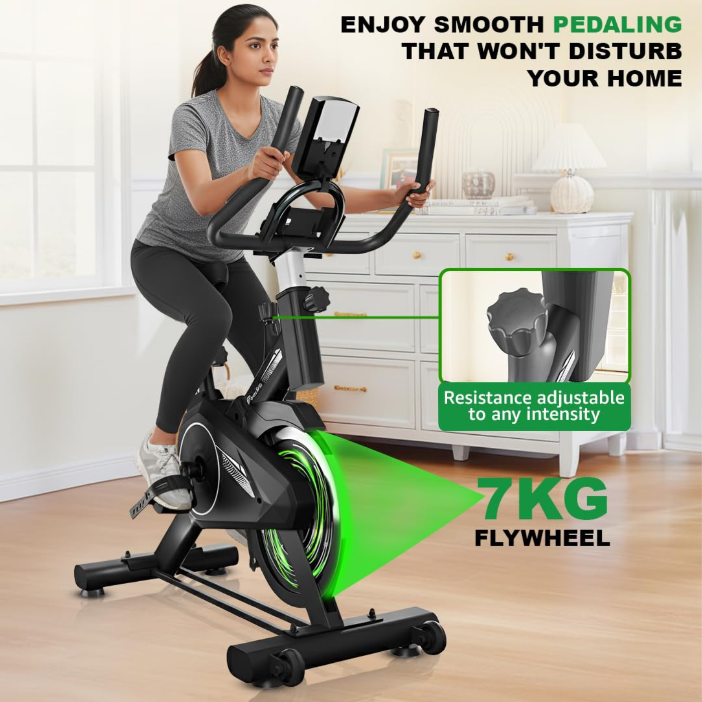 PowerMax Fitness BS-125 Spin Exercise Bike For Home