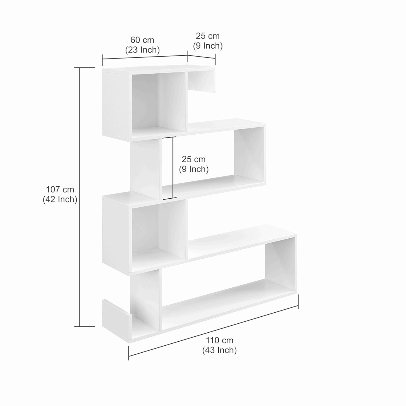 FURNEASER Allesia Modern Zig-Zag Wooden Bookshelf Wood Display
