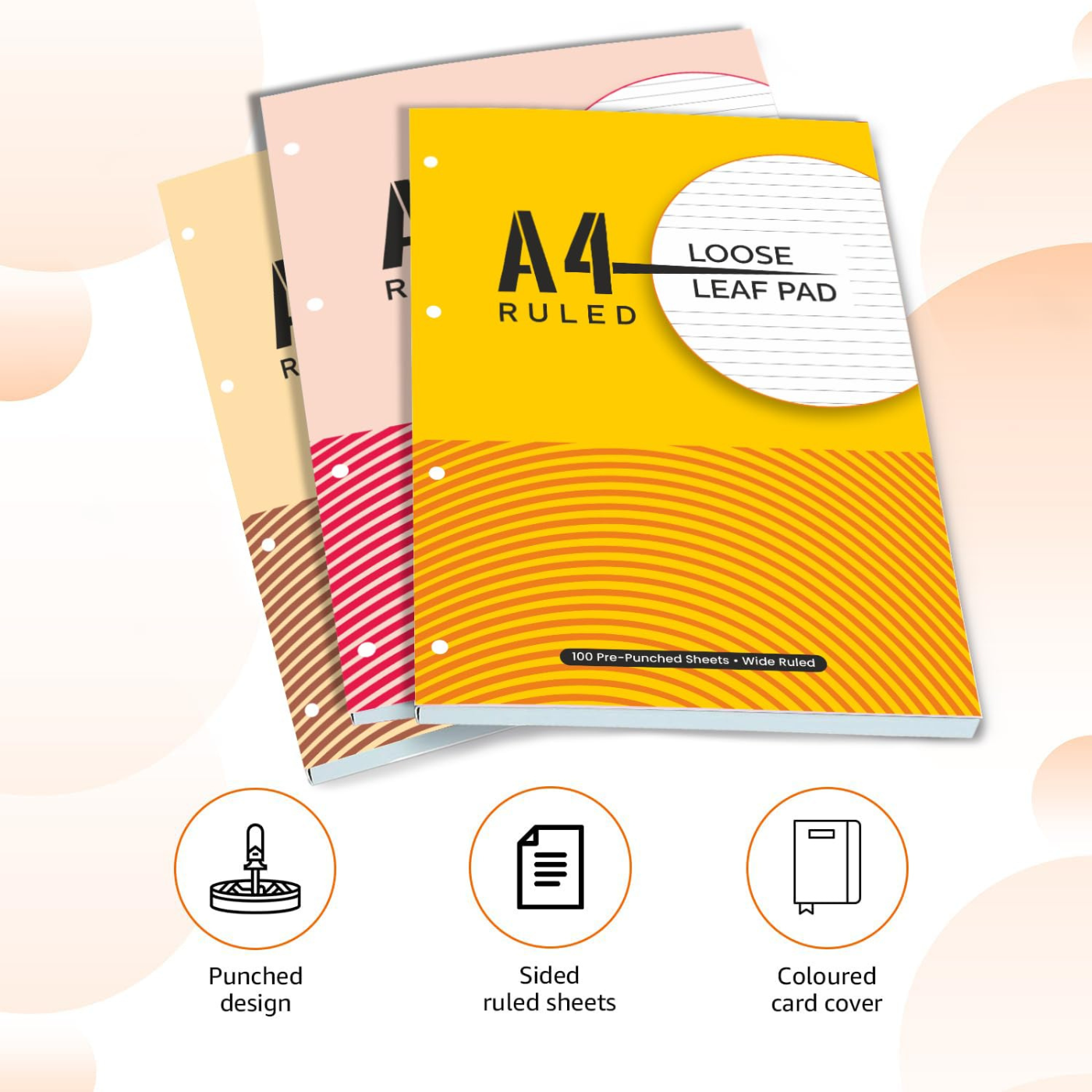 A4 Loose Leaf Report Pad,  Ruled | Pre Punched for Easy Filing