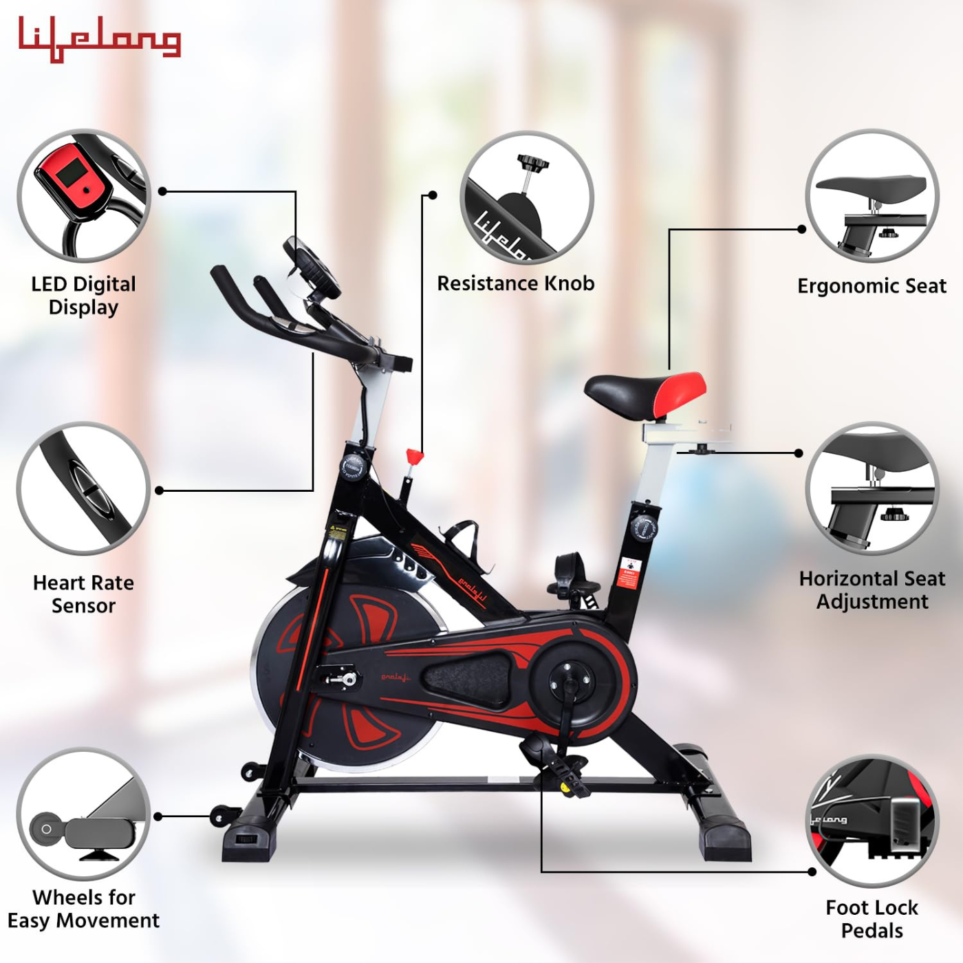 Lifelong LLF45 Fit Pro Spin Exercise Bike with 6Kg Flywheel