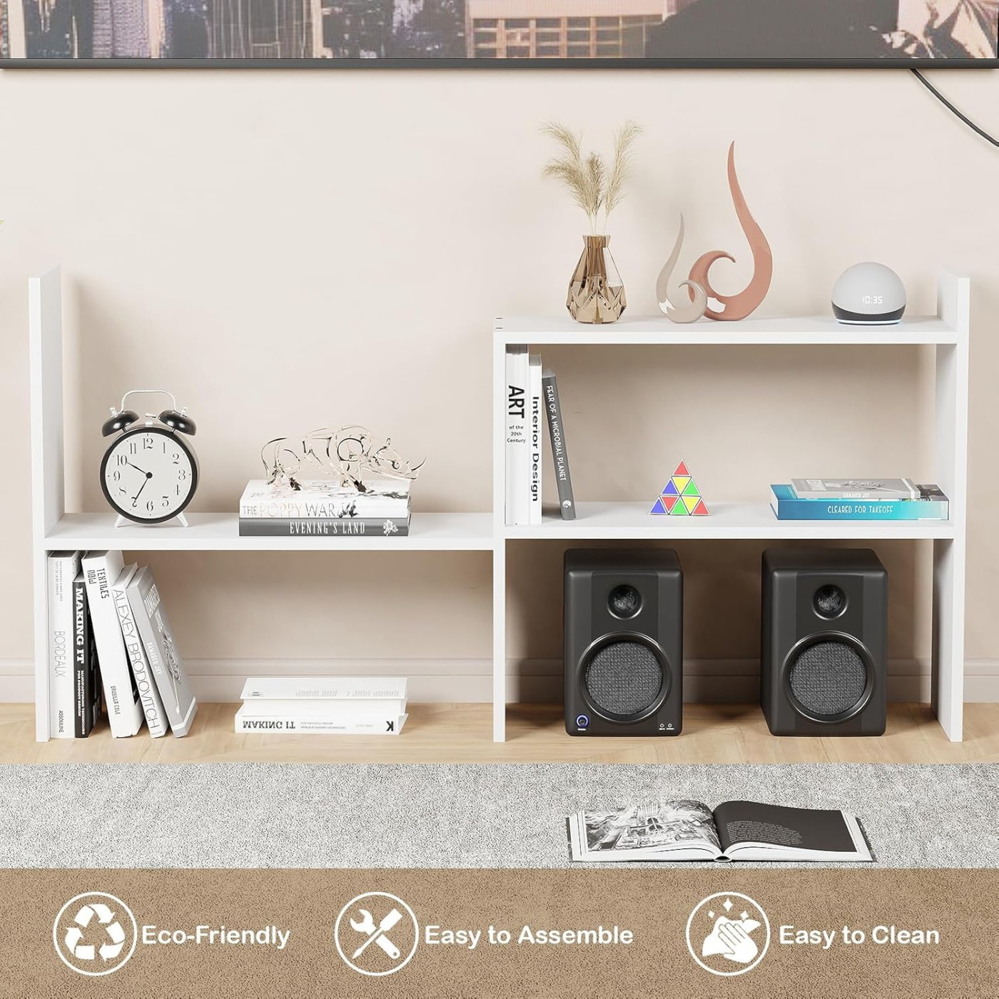 Lukzer MR-011 White Adjustable 5-Tier, Multi-Functional Storage