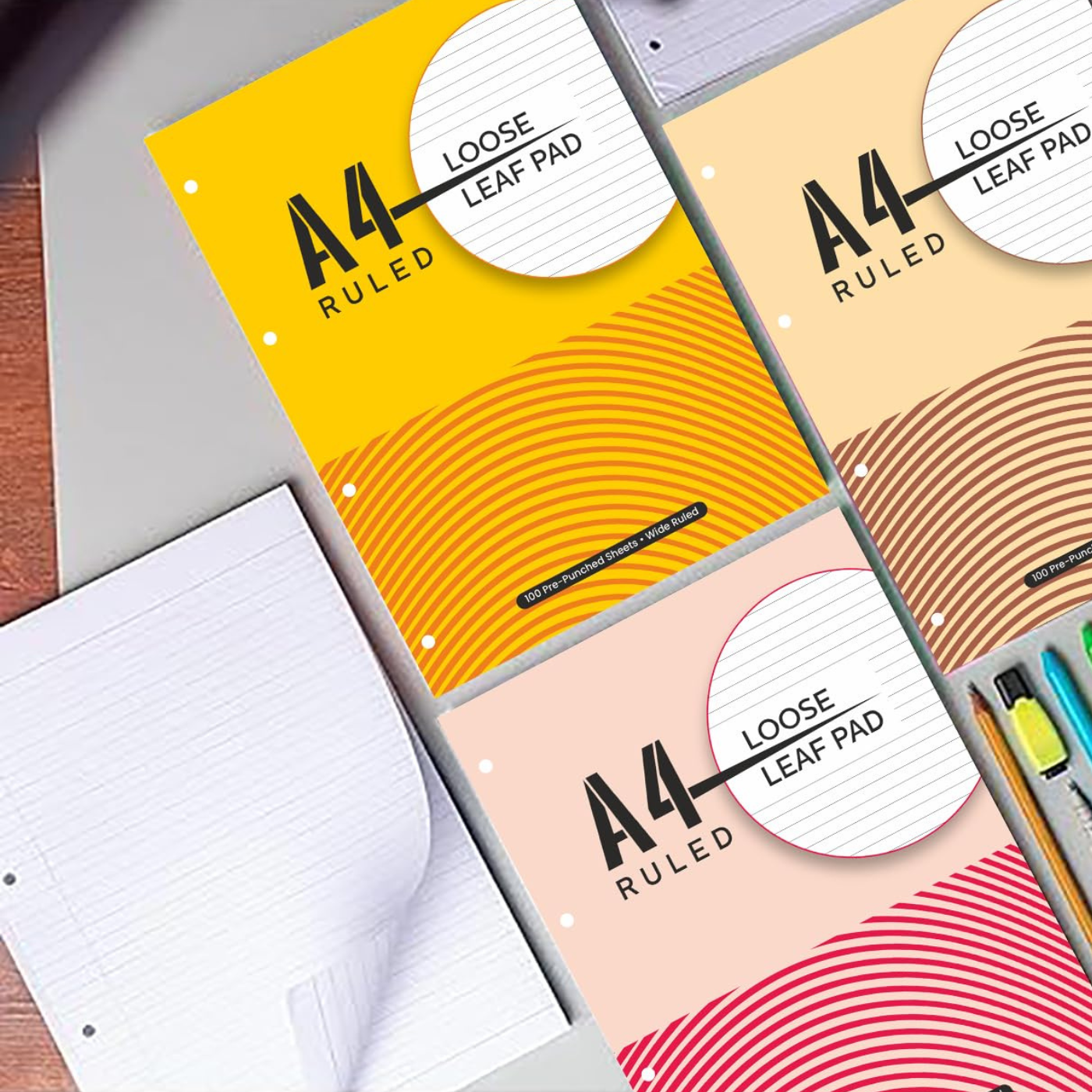 A4 Loose Leaf Report Pad,  Ruled | Pre Punched for Easy Filing