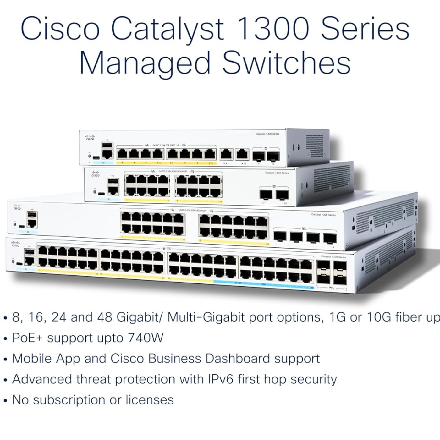Cisco Catalyst 1300-48T-4G Managed Switch, 48 Port GE