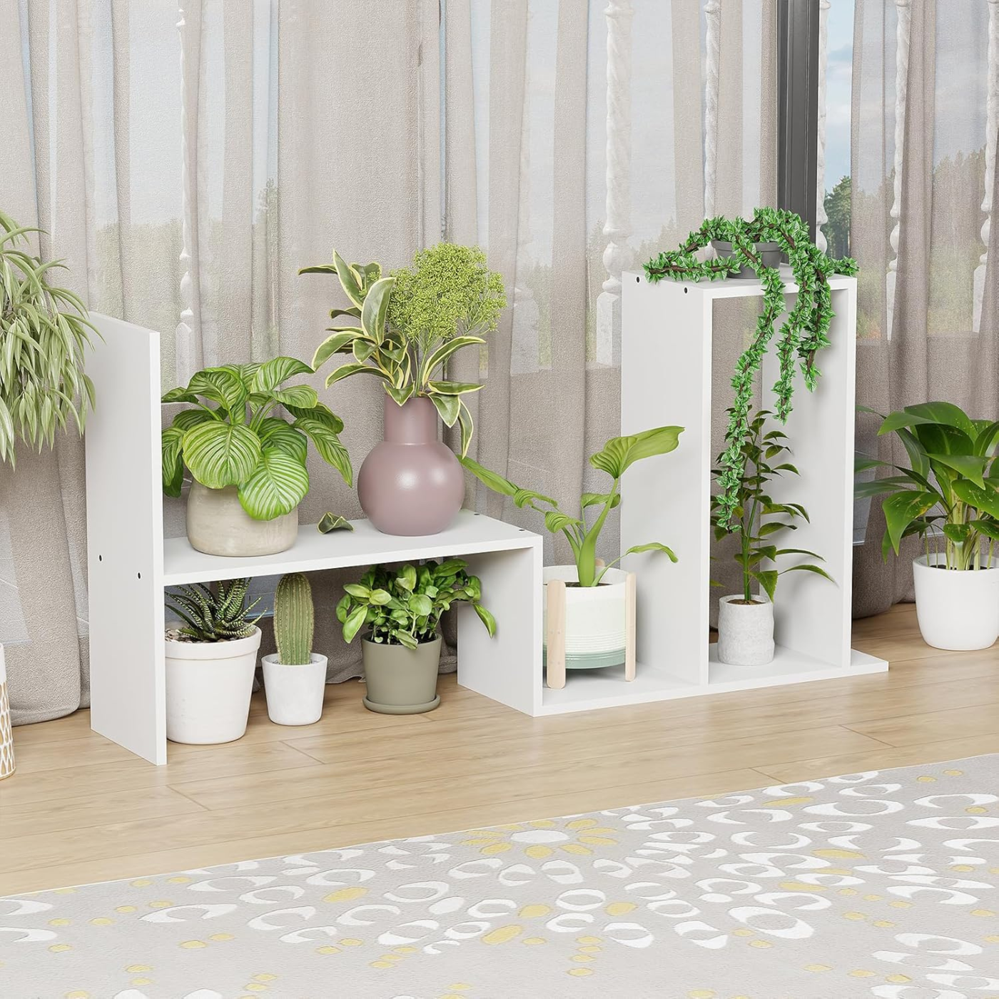 Lukzer MR-011 White Adjustable 5-Tier, Multi-Functional Storage