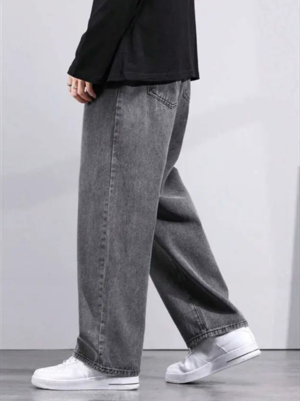 Men Straight Fit Mid Rise Grey Jeans